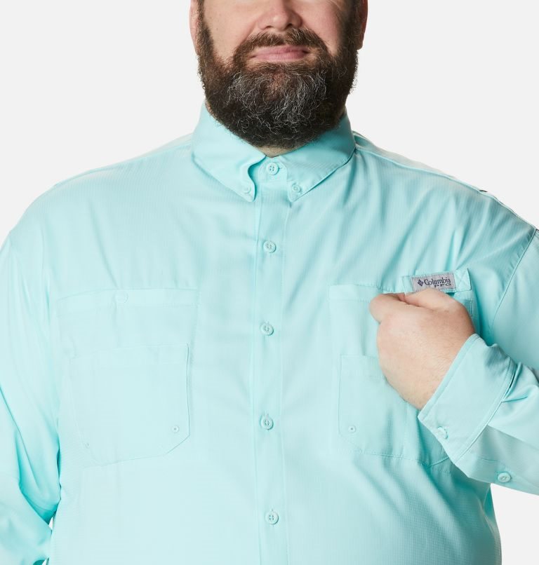 Men's Columbia PFG Tamiami II Long Sleeve Shirts Turquoise | Plus Size CA-HA53L
